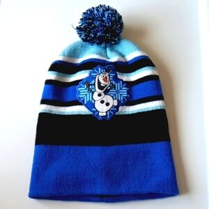 Disney Olaf Pom-pom Double Knit Striped Beanie
